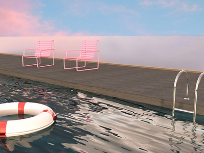 Miami Vibes 3d 3d artist 3d modeling 80s adobe dimension design dimension pool sky vibe