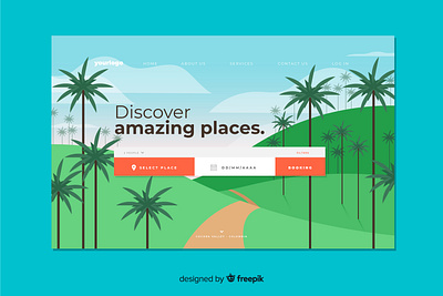 Travel landing colombia design flat illustration landing travel vector