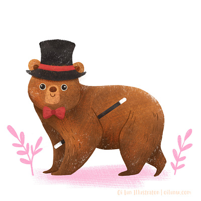 Little magician animal art bear art cute digital illustration kid art magician nature photoshop