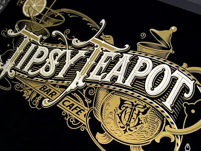 Tipsy Teapot bar café hand lettering logotype schmetzer teapot tipsy vector