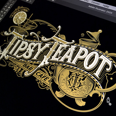 Tipsy Teapot bar café hand lettering logotype schmetzer teapot tipsy vector