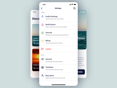 Settings page exploration app app design clean creative design interface ios mobile mobile app mobile app design mobile design mobile ui page product design settings settings page settings ui simple ui ux