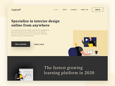 Legwork Courses : Web Design courses design hero interior landing page ui ux web yellow