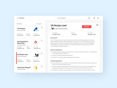 Daily UI 050 Job Listing 100 day project clean ui daily ui 050 dailyui job listing job search job search website job website search results ui design website website design website ui design