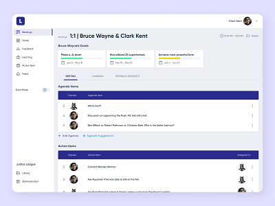 People Management Web App UI | 1:1 Meeting action item app app ui dashboard dashboard ui employee employee engagement goals meeting meeting app meeting room ui user interface