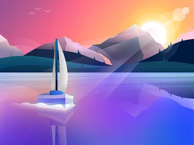 Sailboat Sunset mountains