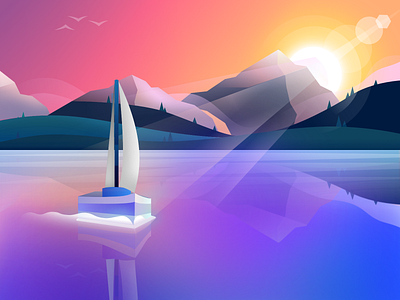 Sailboat Sunset mountains