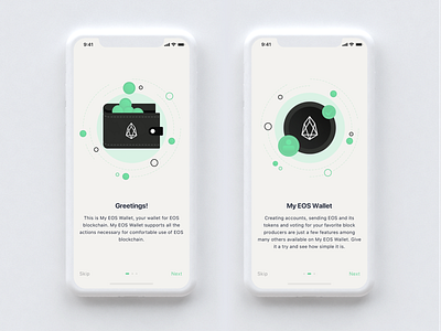 My EOS Wallet - Onboarding app app design app ui clean design clean ui crypto crypto currency crypto wallet cryptocurrency eos flat minimalism mobile onboarding onboarding ui ui ux wallet wallet app walletapp