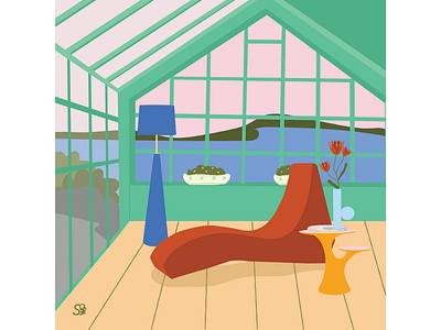 Green house adobe illustration adobe illustrator digital illustration flat design flat illustration flatdesign furniture illustration interior interior architecture interior design vector vector design