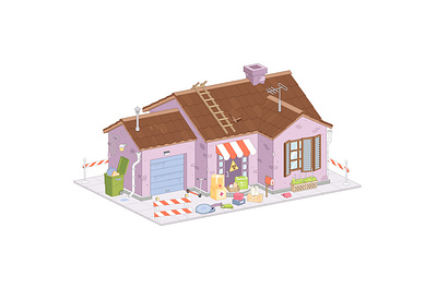 Neighbor's house in Springfield during a coronavirus pandemic. coronavirus design home house illustration isometric isometric art isometry pandemic simpson simpsons springfield