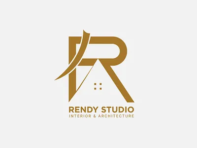 Rendy Studio Logo elephant ivory flat house letter logo modern