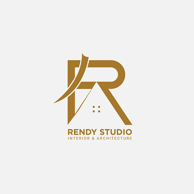 Rendy Studio Logo elephant ivory flat house letter logo modern