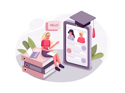 The woman learn communication skills with online class. college courses device e book language learning management networking online online learning skill society student study studying teaching video tutorial