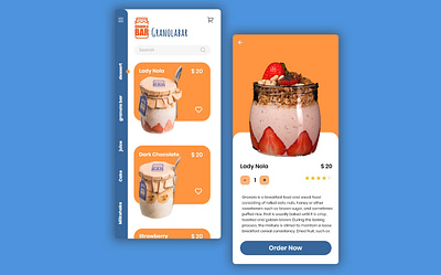 granola bar app design granola ui