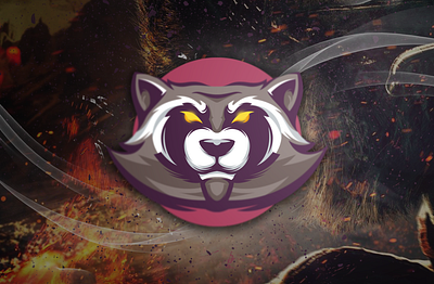 racoon brand branding design designs esports fire flame illustration logo racoon skull