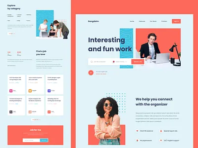 Rangdalm - Find a Jobs Landing page contact find freelance frontend homepage job landing page organizer profile ui web design web designer website work