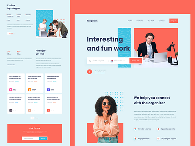 Rangdalm - Find a Jobs Landing page contact find freelance frontend homepage job landing page organizer profile ui web design web designer website work