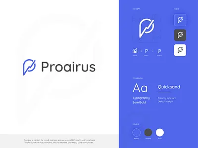 Proairus Branding android app blue branding favicon icon identity illustration ios logo logo mark mark marketing logo typogaphy vector