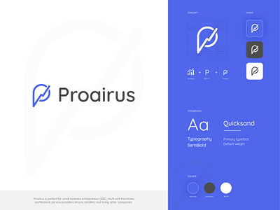 Proairus Branding android app blue branding favicon icon identity illustration ios logo logo mark mark marketing logo typogaphy vector