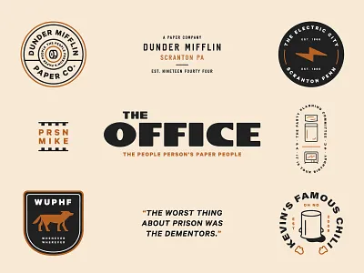 The Office badge brand branding illustraion the office typography wuphf