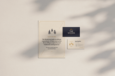 The Woods brand brand design brand identity branding collateral identity design illustration outdoors outdoorsy print the woods treehouse trees