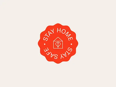 Stay Home Stay Safe badge coronavirus house logo lock down quarantine redlogo