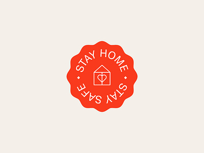 Stay Home Stay Safe badge coronavirus house logo lock down quarantine redlogo