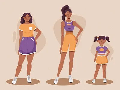 generation characters 2d art 2d character 2d personage age cartoon character character design child cute family flat girl grandmother illustration illustration 2d illustrator old personage vector