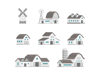 City Buildings Collection architecture building design flat flat design house illustration object style suburban urban vector