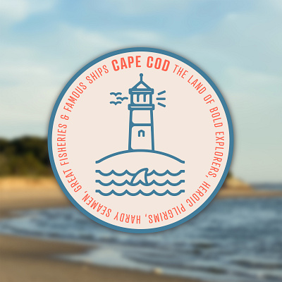 Olde Cape Cod Badge branding costal design flat icon illustration lighthouse minimal
