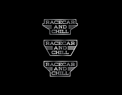 Racecar and Chill badge black branding car chill design flat icon logo metalic race racecar rebranding simple typography vector white