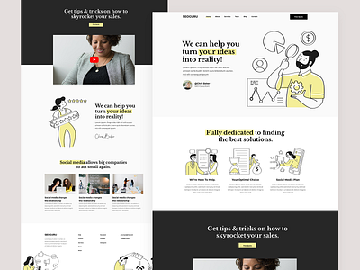 Agency & Marketing Landing branding design free illustration illustrations landing landing page marketing modern seo social media startup ui ux web yellow