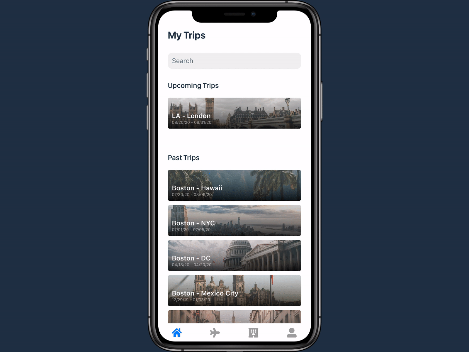 Daily UI #079 blue booking app daily ui 079 daily ui challenge flight app flight booking app itinerary itinerary app itinerary page minimalist design mobile app design prototype animation ui design