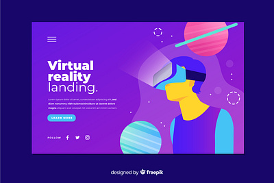 Virtual reality design flat illustration landing vector