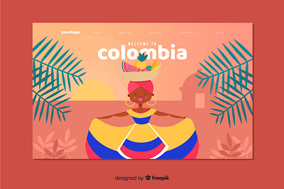 Colombia landing colombia design flat illustration landing vector