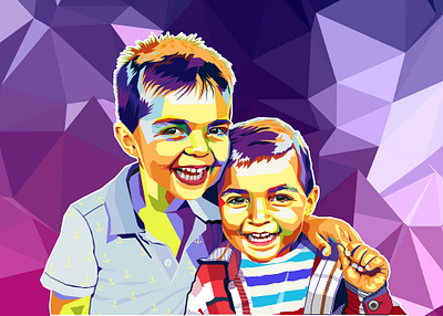 WPAP portrait of two little brothers art portrait portrait art print vectorart wpap