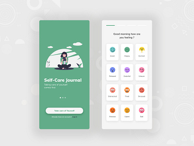 Daily Self-Care Journaling app design dribbble figma mobile mobile app mobile app design mobile design mobile ui mobileapp ui ui ux ui design ui trend ui trends uidesign uiux ux ux design uxui