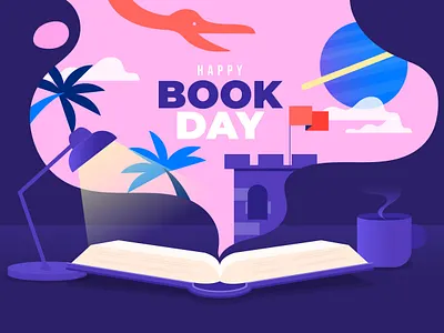 Book day book design flat illustration vector