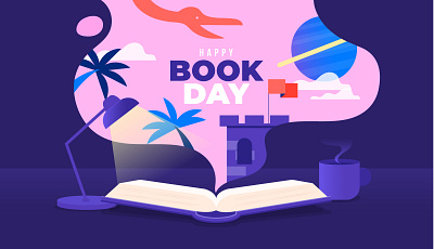 Book day book design flat illustration vector