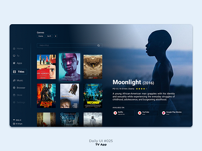 Daily UI #025 - TV App app daily ui dailyui design figma graphic design icon movie tv ui ux