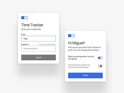 Time tracker app clean design desktop desktop app laptop login mac management settings time toggles track time tracking ui user user experience ux