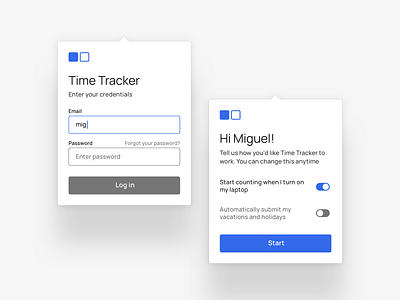 Time tracker app clean design desktop desktop app laptop login mac management settings time toggles track time tracking ui user user experience ux