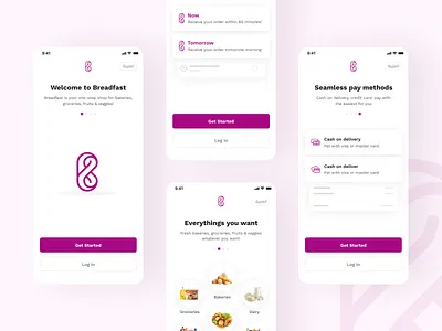 Breadfast - Onboarding Revamping app appdesign delivery design food groceries interaction design pay product design revamp ui ui design uidesign uiux user experience userinterface ux ux design uxdesign