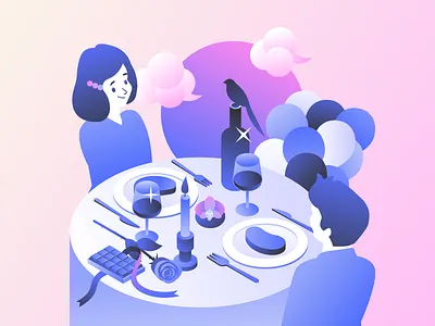 ChineseValentinesDayillustration design flat gradient illustration illustrator promotion valentinesday vector