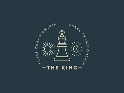 King Chess badge chess king line logo logo moon sun