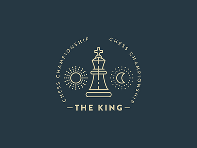 King Chess badge chess king line logo logo moon sun