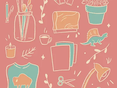 Stuff in my art studio art dinosaur drawing hand drawn illustration procreate procreate art
