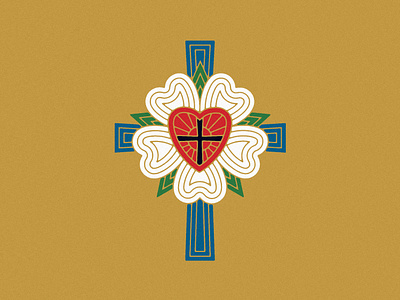 Luther's Rose christ christian church cross design flower gold gospel heart hope icon illustration line linework logo luther lutheran rose vector