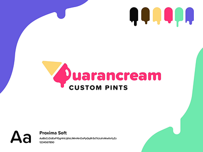 Quarancream™️ (Figma Animation) animation branding branding design color palette dessert figma food green ice cream icon identity logo motion design pink proxima soft purple quarantine smart animate summer vibrant