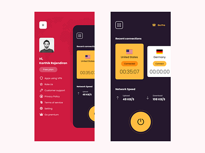 VPN mobile app UI colours design global minimal practicing typography ui ux vpn